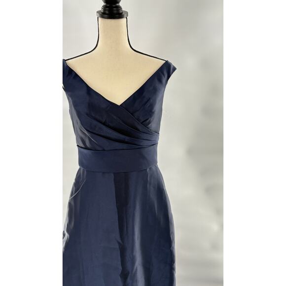 Alfred Sung Off Shoulder Satin Dress 4 Blue NWOT Gown Formal Wedding D811S - Picture 5 of 8